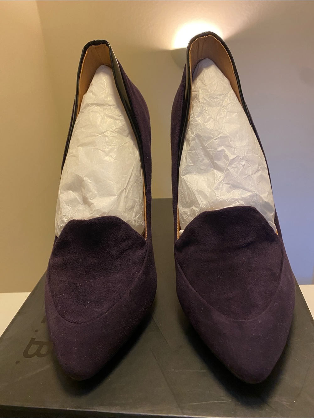 L.A.M.B. Pointed Suede Pumps in Deep Purple